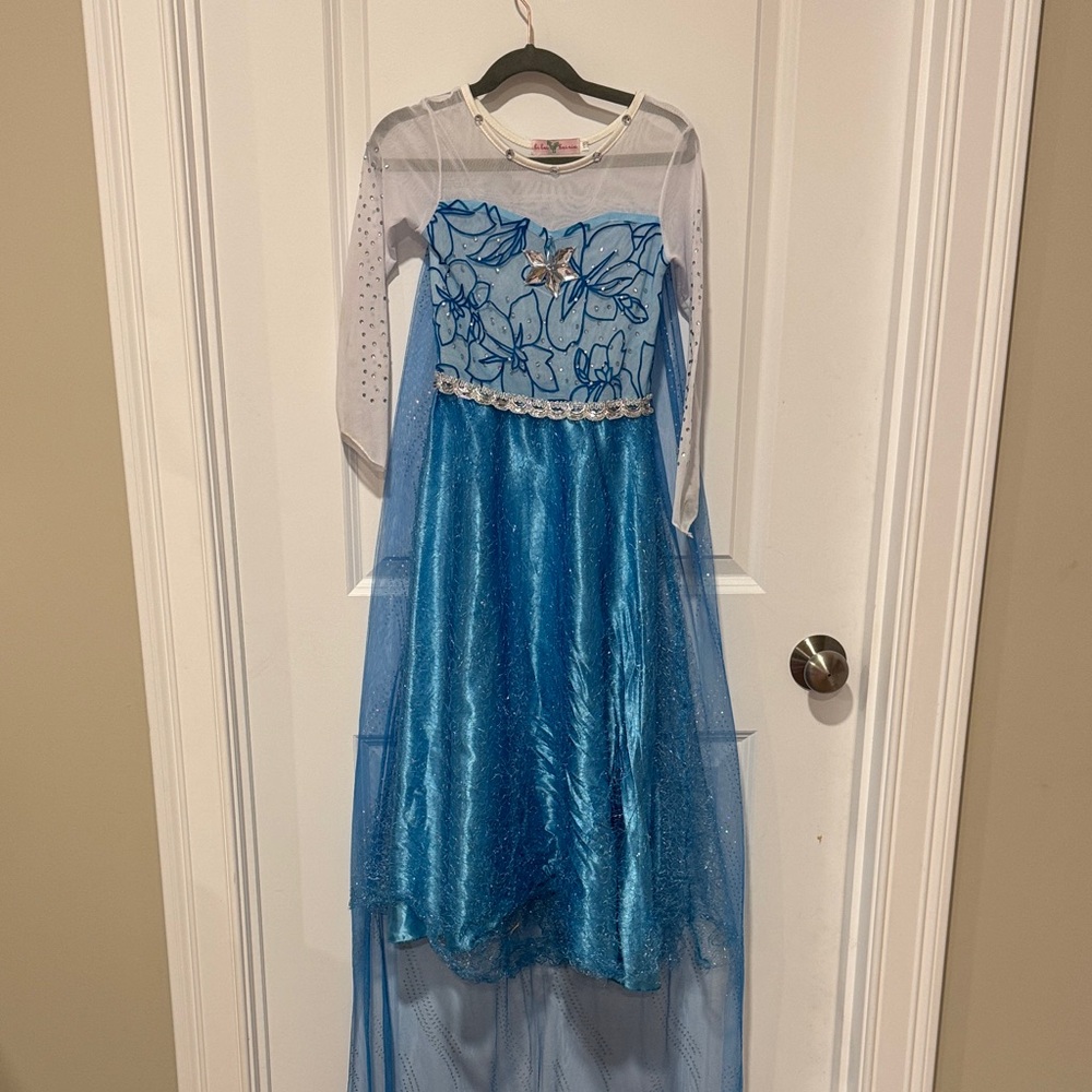 Blue Floral Kids Elsa Costume Dress